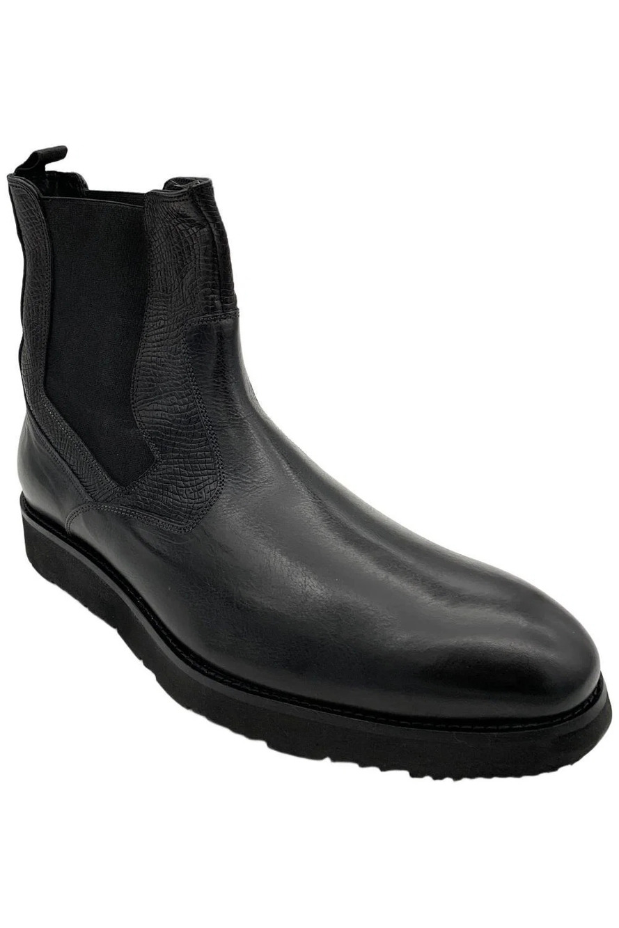 Donald Pliner Men's Harold Snake Print Chelsea Boots Black - Medium